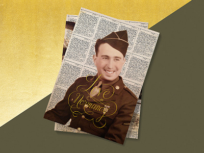 Love in Normandy 1940s book cover gold foil handlettering love letters normandy script swashes uniform us army vintage war