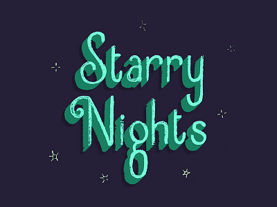 Starry Nights display type editorial fun handlettering neon shadows summer title typography