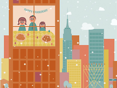 Chanukah on 5th Ave chanukah hanukah illustration manhattan menorah nyc