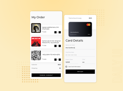 Challenge #002 card credit card checkout creditcard dailyui order pay payment