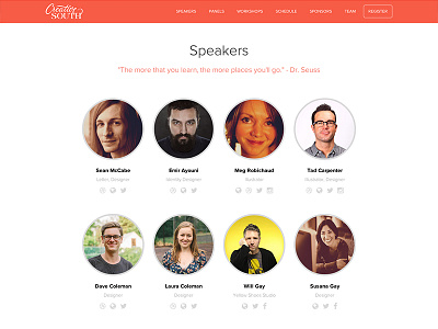 Speaker Lineup @CreativeSouthGA '15 buttons conference creative south dribbble georgia responsive speakers ui ux web web design website