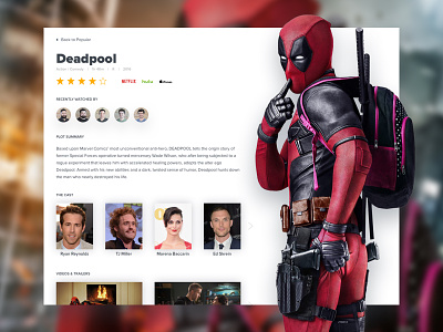 Movie Details Screen @Deadpoolmovie deadpool hulu movies netflix product design responsive television tv ui user interface web design