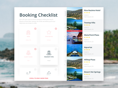 Booking Checklist app clean hero homepage hotel interface landing product travel ui web web design