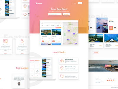 BidAngel Homepage app gradient homepage hotel interface landing product responsive travel ui web web design