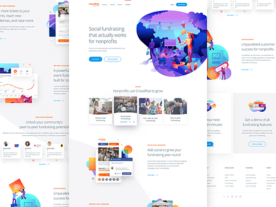 Crowdrise By GoFundMe Site app charts clean gradient hero homepage icon illustration interface landing minimal mobile product responsive typography ui design user interface web web design website