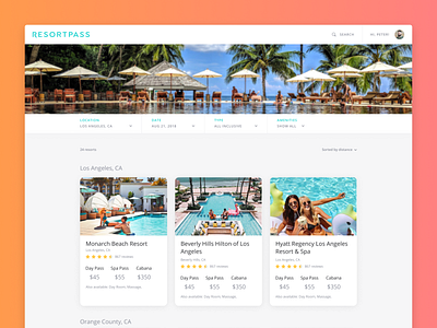 Resort Search Results clean filters finder hotel interface minimal product resort responsive results search travel trip typography ui user interface vacation web web design website
