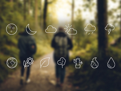 Icons clouds design icon iconpack illustrator moon pack plants sun weather