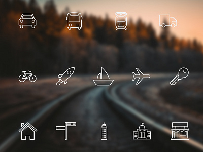 Icons airplane bike car house icon iconpack pack skyscraper transport