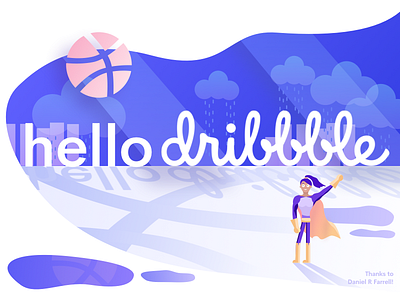 Hello Dribbble, I'm Meredith! debut gradient hello hello dribbble illustration super woman superhero