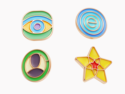 pins for app 3d 3dsmax concept design fun gold icone illustration logo ui