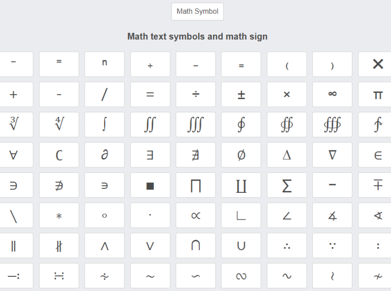 calculus symbols copy and paste