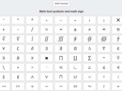 Math symbols