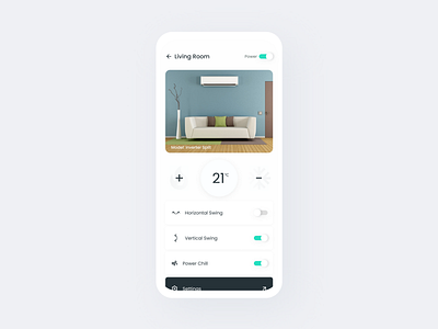 Daily UI - On/Off Switch air conditioner app app design behance dailyui dailyuichallenge design flat furniture on off switch product remote settings toggle typography ui ux