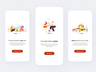Daily UI - Onboarding app app design behance button couple dailyui dailyuichallenge delivery design flat minimal mobile mobile app onboarding pizza product restaurant typography ui ux