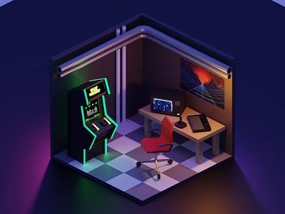 Arcade Gaming Room 3d modeling