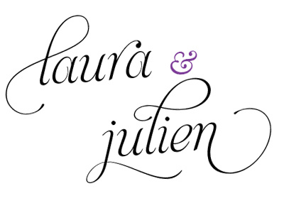 Laura & Julien ampersand font french glyphs illustrator invit script wedding