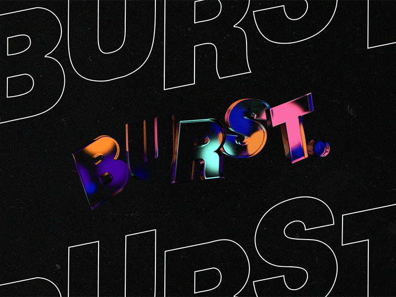 Burst - Jingle 3d after effect animation brutalism brutalist burst cinema 4d colors condensed documentary font grain jingle kinetic mograph motion pink typography vaporwave