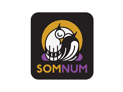 Somnum Owl Logo 70s black and white briefbox briefbox.com night night time owl purple retro sleep sleepy owl vintage yellow