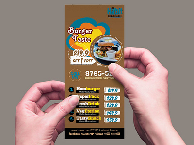 Burger Restaurant Rack Card Design Template