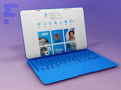 Blue Laptop Instagram Mockup