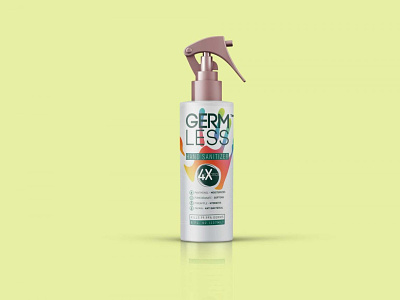 Germ Less Sanitizer Bottle Mockup bottle branding design germ illustration less logo menu mockup photography photoshop psd sanitizer template