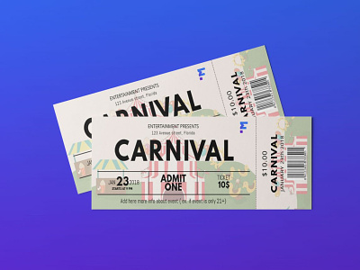 Free Carnival Ticket Mockup branding carnival design free illustration logo menu mockup psd template ticket ui ux vector