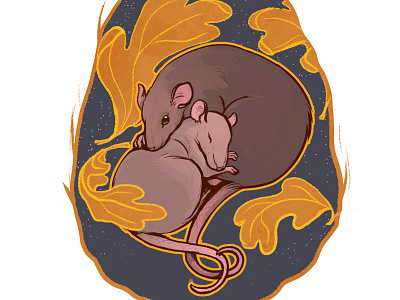 Stay Warm cuddle fall illustration mice mouse rat rats warm