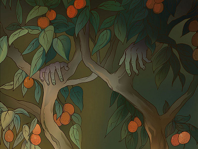 Blood Orange Witch- Hidden horror illustration