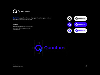 Quantum abstract logo blue logo brand design branding case study case study logo graphic design logo logo design logotype present logo quantum logo tech logo ui