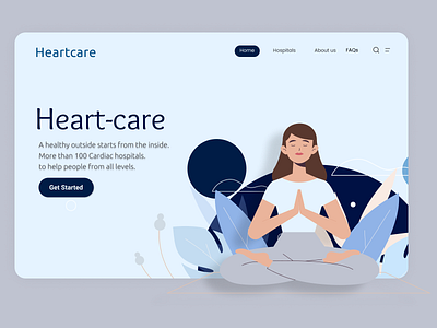 heartcare landing page app branding design illustration typography ux vector