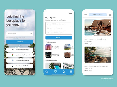 Hotel booking app ux design