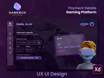 Payment Details Gaming Platform UX UI Design