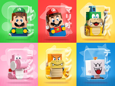 LEGO Mario Characters Display character clean display game lego lugi mario nintendo toy ui ux