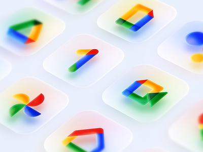 Google Icons Set Revisions clean fluent glass glassmorphism google icon icons isometric minimal set