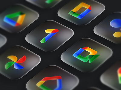 Google Icons Set Revisions Dark Theme black dark darktheme fluent glass glassmorphism google icon icons theme ui