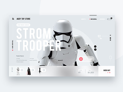 Toy store website clean darth minimal onepage star storm trooper ui vador wars web website