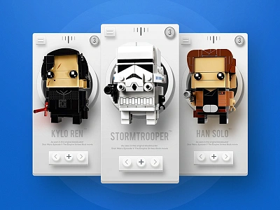 Lego Starwars app ui 3d app clean design game hansolo lego starwars stormtrooper ui ux