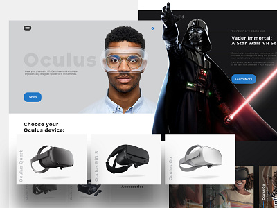 Oculus Website Concept app ar clean darth design game headset minimal oculus product starwars ui ux vader vr web website
