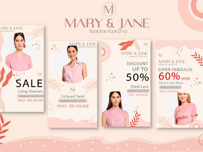 Mary & Jane Collection banner ads design design app fashion brand fashion design instagram post instagram stories logo typography ui