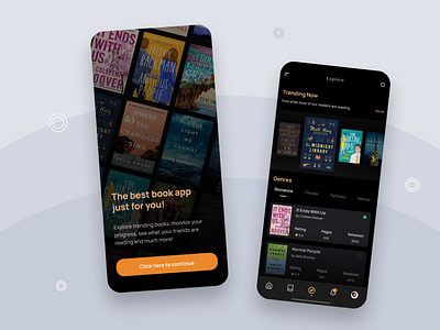 An app to discover books android app beautiful bookapp books dark dark ui darkmode design firstshot flat fresh ios14 iphone iphone12 minimal ui ux