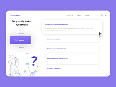 FAQ Web Page design faq faqs flat frequently asked questions illustration landing page design minimal minimalist questions ui ui ux ui design web design website