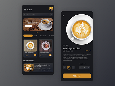Coffee Ordering App Dark Mode