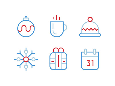 Winter icon set calendar celebration christmas cup greetings icons new year outline icons present snowflake winter xmas