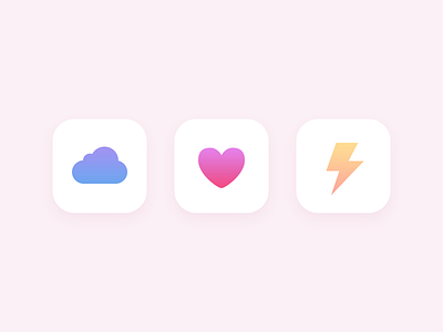 Gradient Icons app cloud gradient heart icons light lightning simple