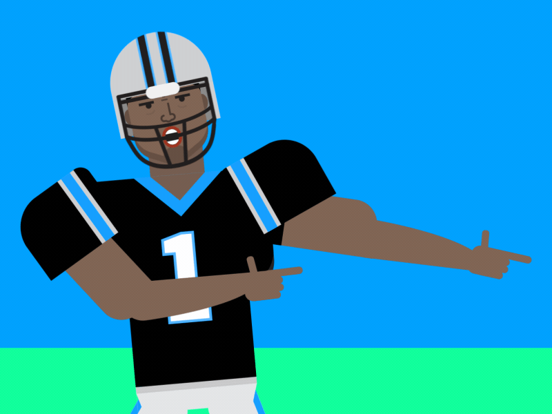 Cam Dab animation cam newton carolina panthers character design dab finger guns football illustration motion graphic nfl sports