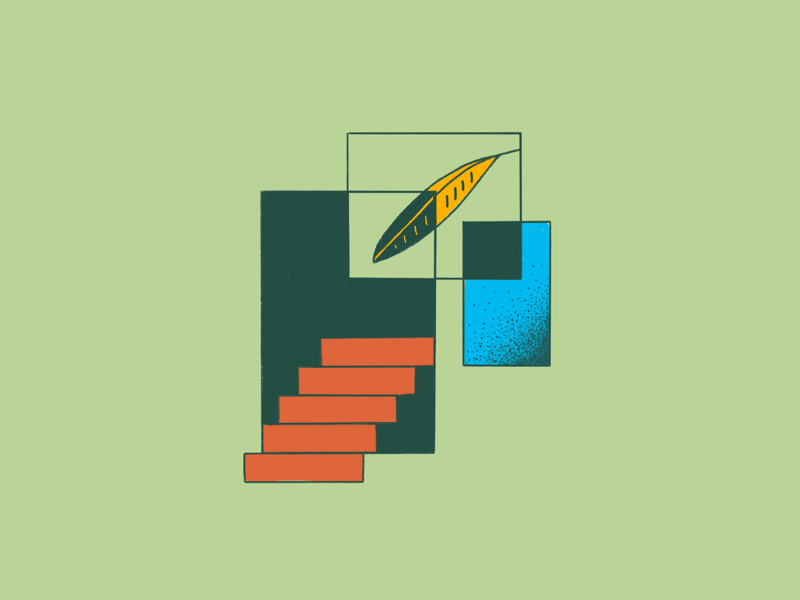 ❕Overlapping Dimensions ❕ overlap dimension foliage gradient leaf plant procreate illustration stairs portal