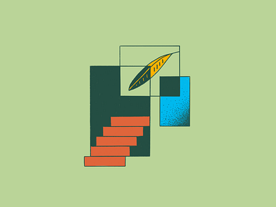 ❕Overlapping Dimensions ❕ dimension foliage gradient illustration leaf overlap plant portal procreate stairs