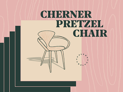 Cherner Pretzel Chair abstract chair cherner classic design drawing grain icon iconic illustration industrial minimal plywood pretzel procreate texture typography wood woodcut wooden