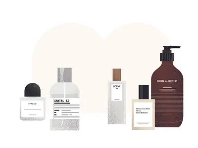 Pretty Things (2/2) byredo cologne design eau de parfum eau de toilette editorial illustration flat illustration fragrances graphicdesign grown alchemist illustration le labo loewe maison louis marie packaging perfume still life vector vector illustration