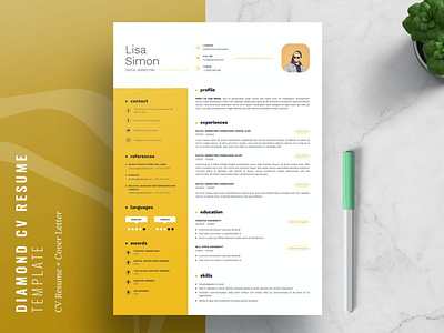 Diamond - CV Resume Template by Resume/CV on Dribbble